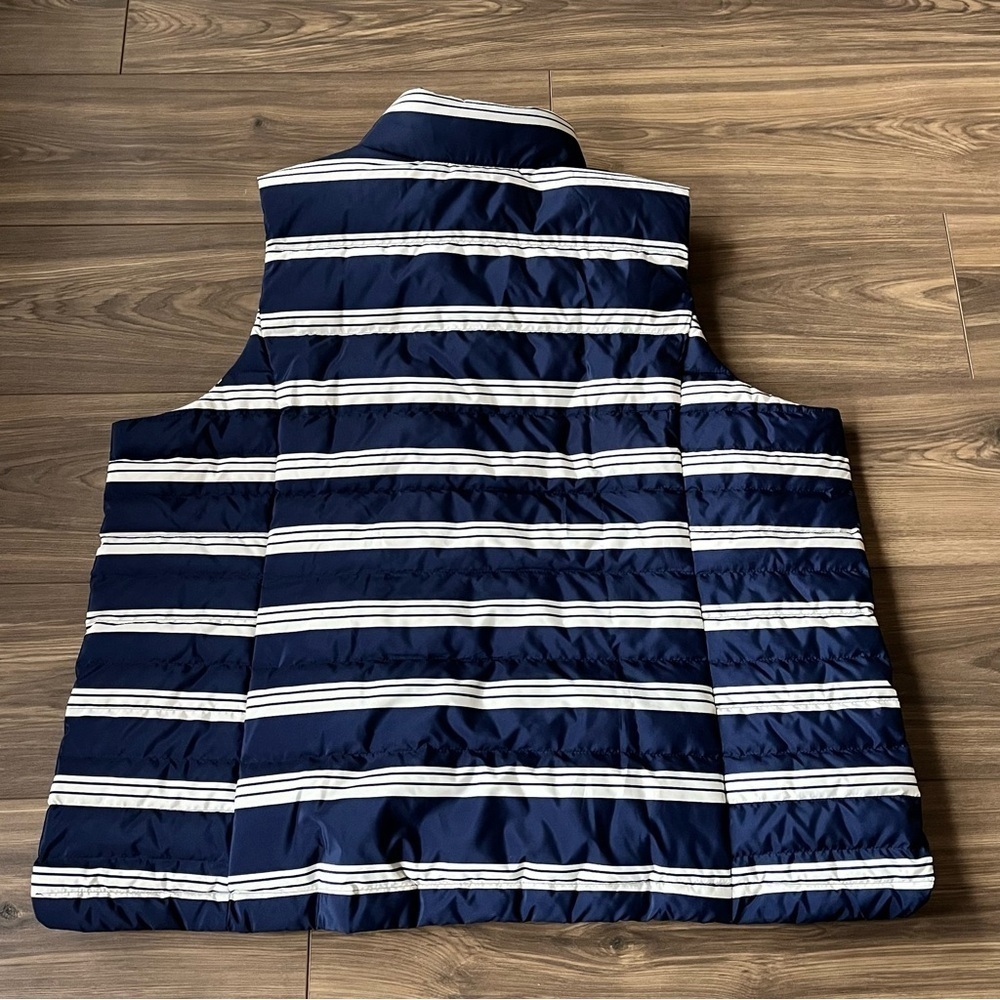 Lands End Down Puffer Vest Womens 2X Blue Deep Sea Navy Founders Stripe NEW - Picture 5 of 10